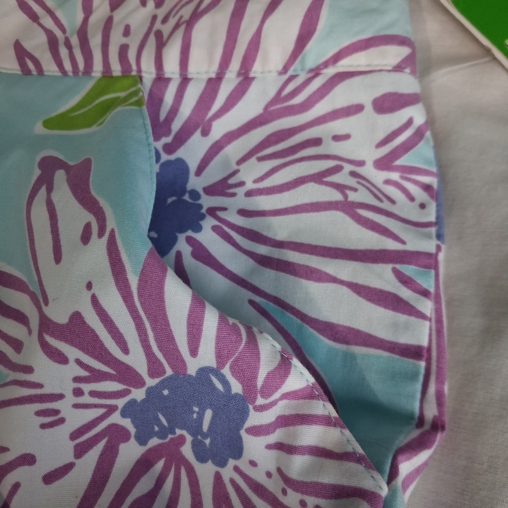 Lilly Pulitzer Floral Wide Leg Stretch Pants Blue Purple Green Tropical Resort 4 - Picture 14 of 16